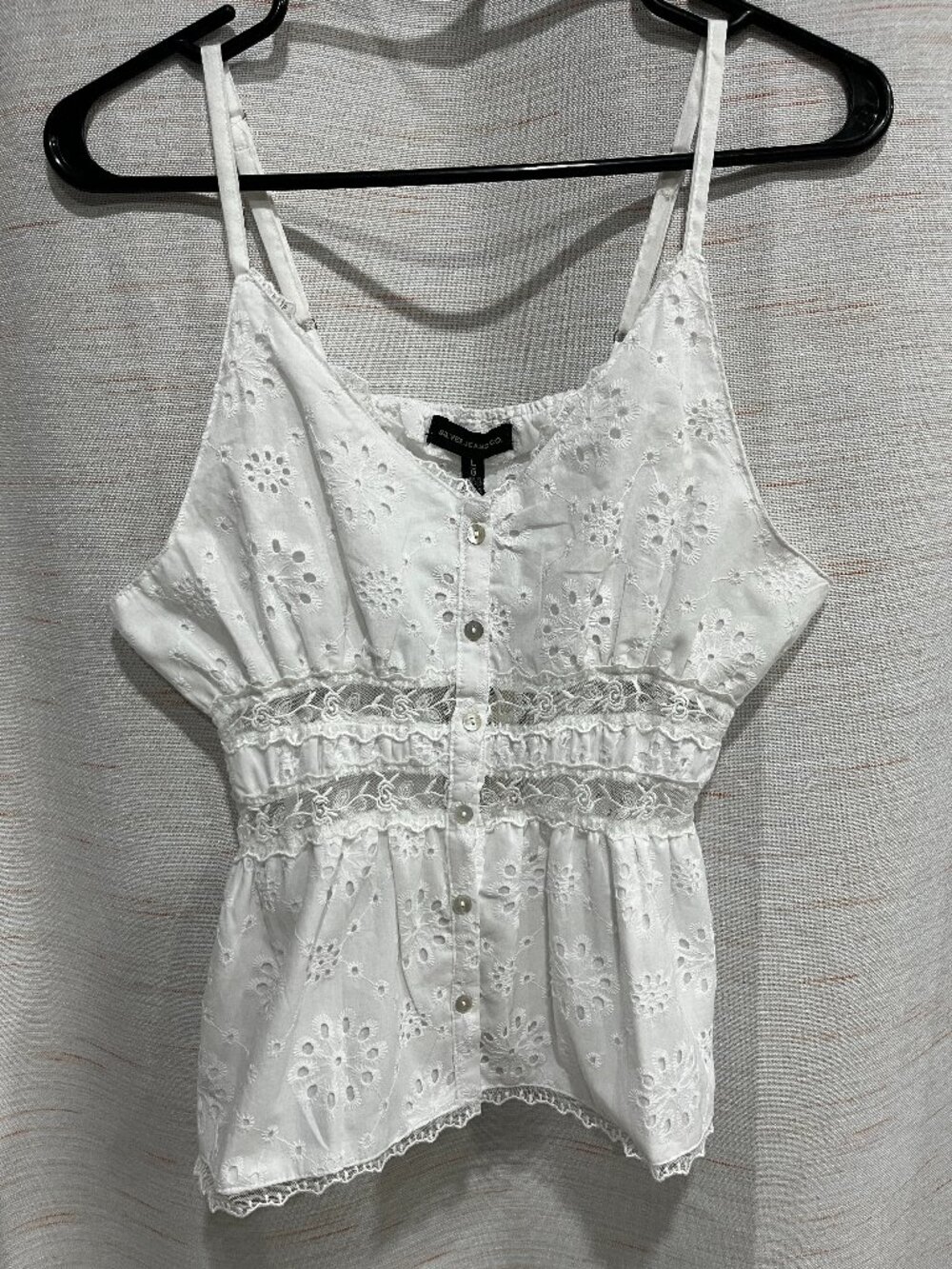 Silver Jeans White Lace Straps Flared Camisole Reg$48 Womens Junior Large (206)
